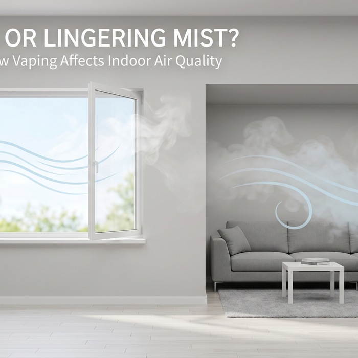 light vape odor dispersing in a ventilated indoor room