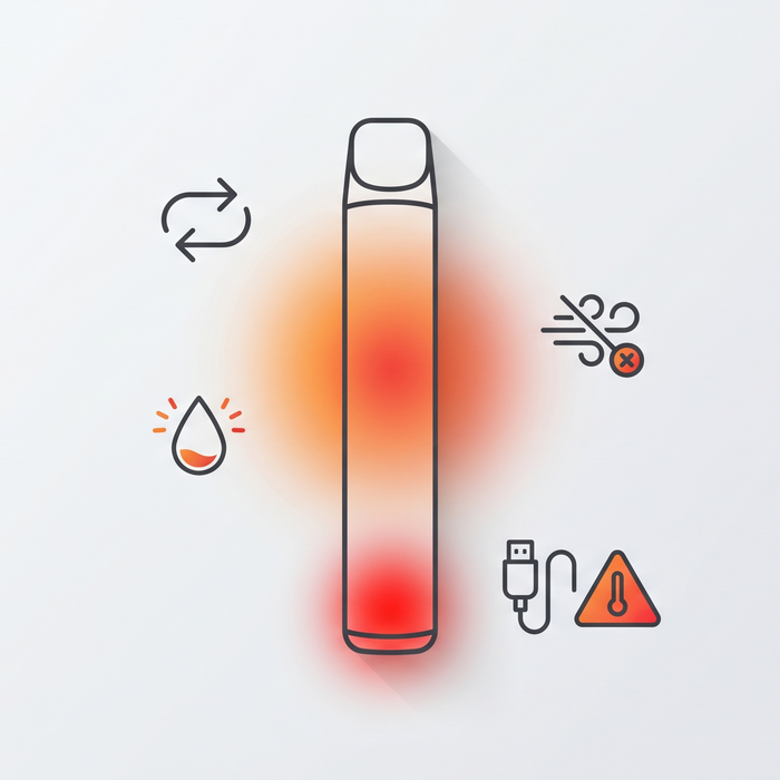 a generic disposable vape overheating during use and charging