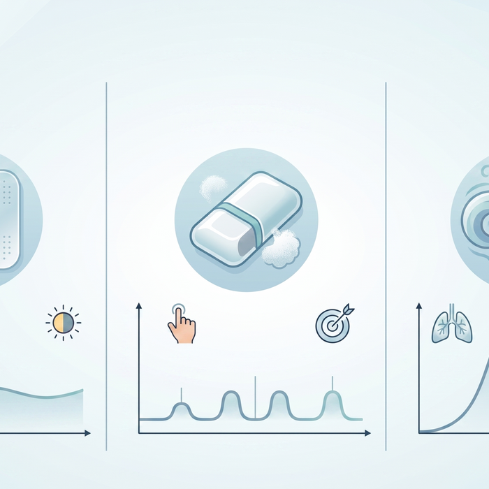 comparing nicotine patch, gum, and vaping by steady, flexible, and fast nicotine delivery