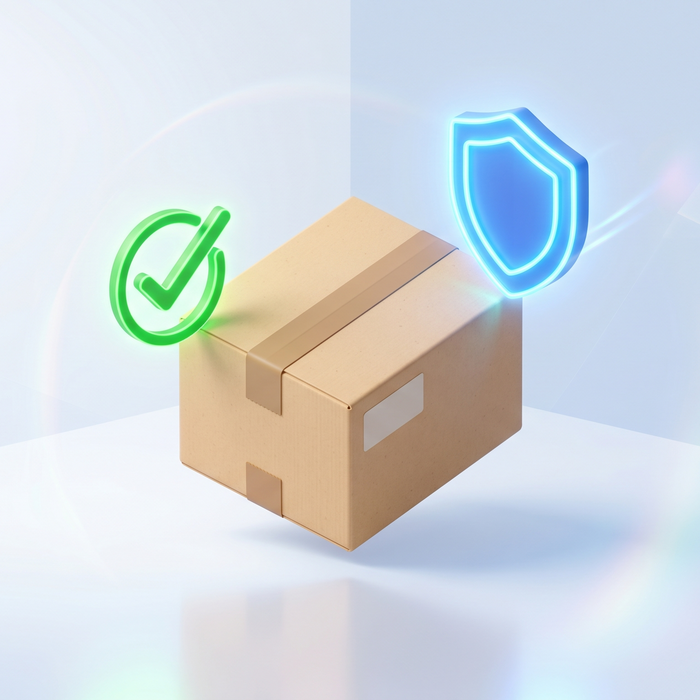 a secure shipping box with a shield, representing safe and compliant vape delivery regulations