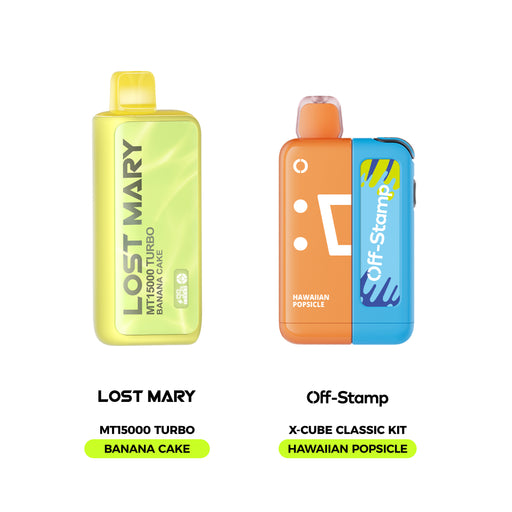 LOST MARY MT15000 Turbo Banana Cake and Off Stamp X-Cube Classic Kit Hawaiian Popsicle vaping devices