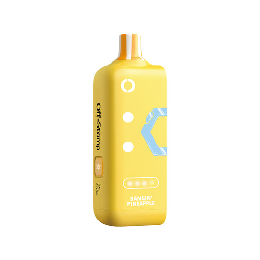Yellow Off Stamp X-Cube Ice Cube disposable vape, Bangin' Pineapple flavor.