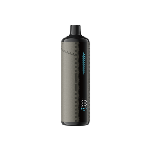 Urban Tale x Lost Mary E-Hookah disposable vape in gray PU leather with blue LED display and digital screen.