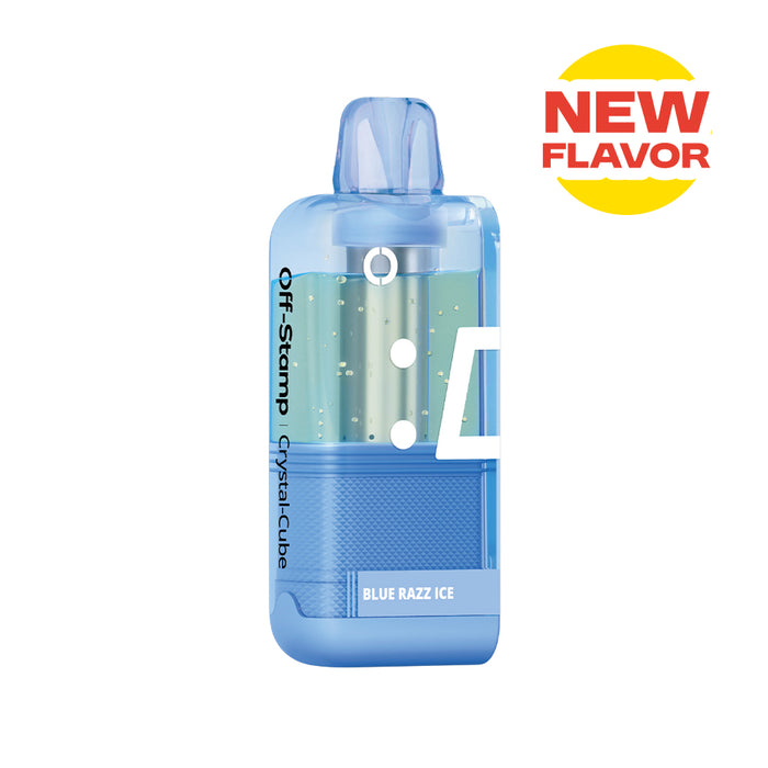 Off-Stamp X-Cube Crystal Cube disposable vape, Blue Razz Ice flavor. New Flavor.