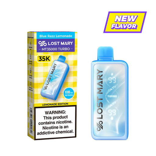 LOST MARY MT35000 Turbo disposable vape, Blue Razz Lemonade flavor. New Arrival.