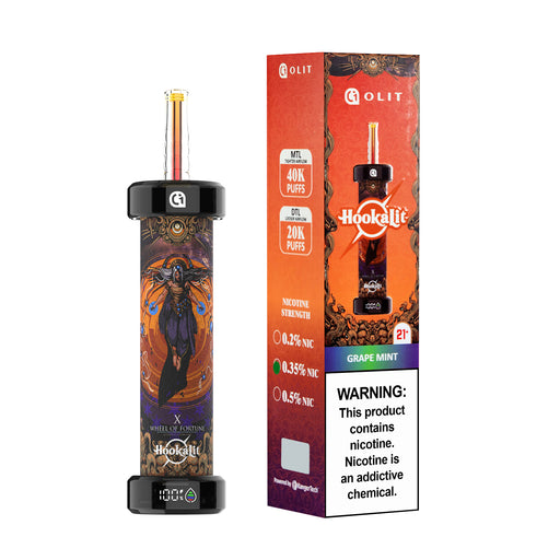 OLIT Hookalit 40000 puff disposable vape, Grape Mint flavor, featuring Wheel of Fortune art.