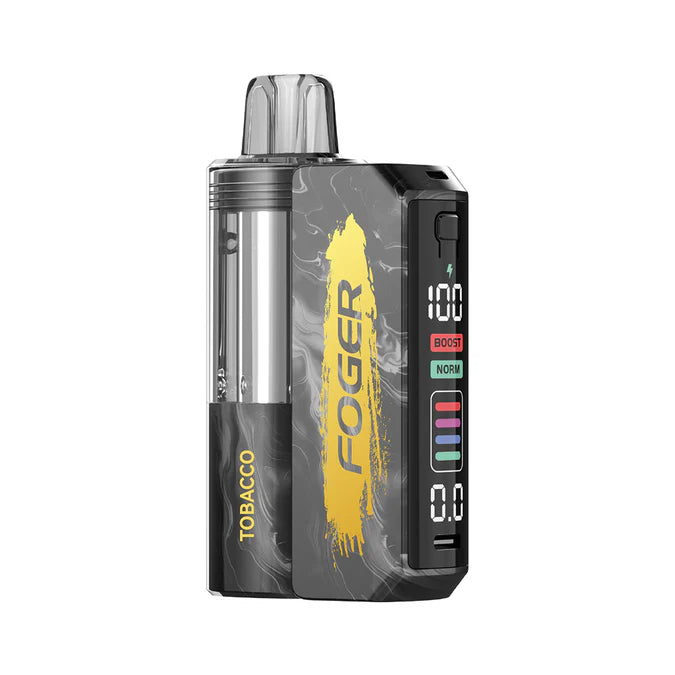 FOGER Switch Pro 30K disposable device, tobacco flavor, marbled design, 100% battery & Boost.
