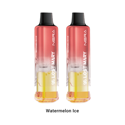 Two Lost Mary Nera Fullview 70K disposable vapes with Watermelon Ice e-liquid.