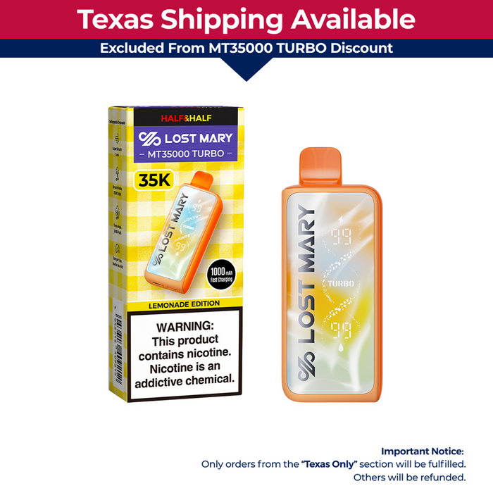 【⭐Texas Only⭐】LOST MARY MT35000 Turbo "Lemonade Edition" Disposable