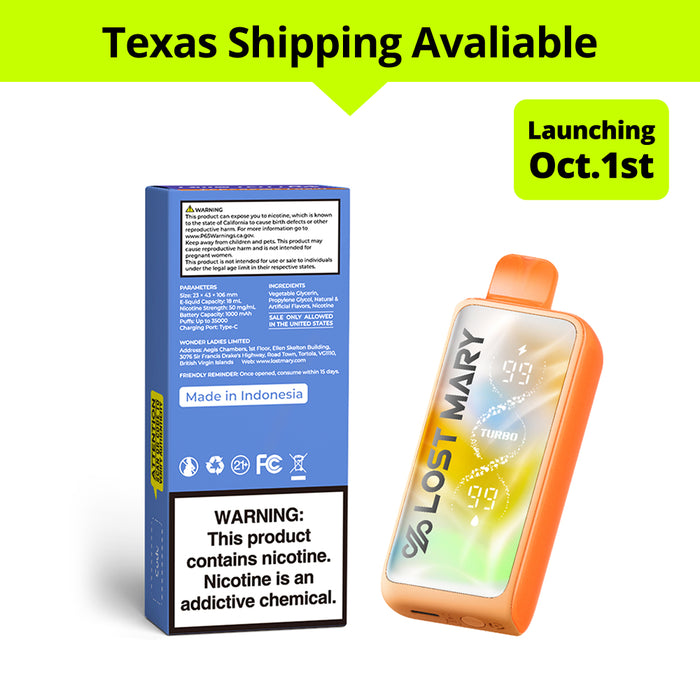 【Texas Only • Available Oct. 1】LOST MARY MT35000 Turbo Disposable