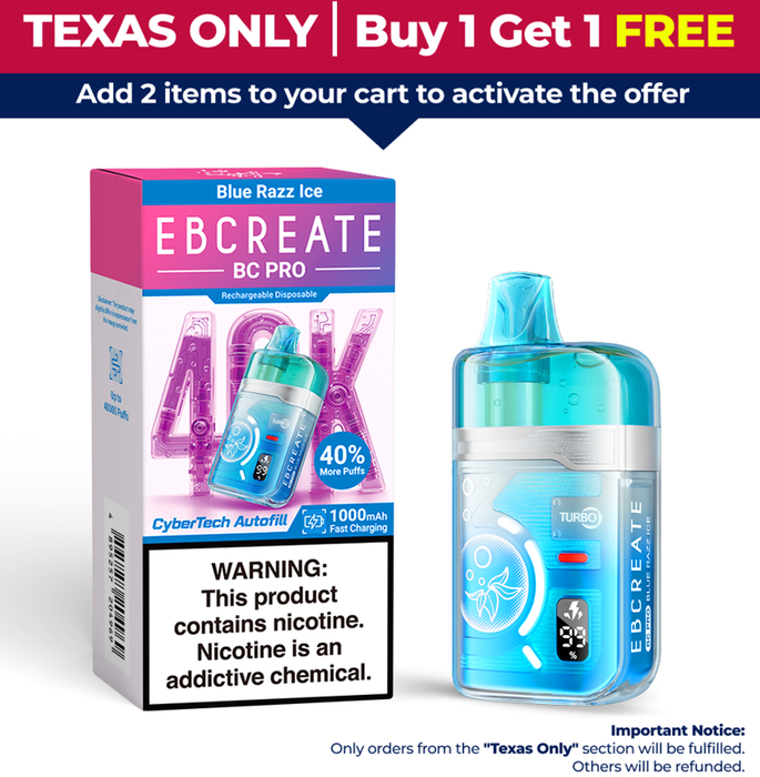 【⭐️Texas Only⭐️】EBCREATE BC PRO 40K Puff Disposable Device