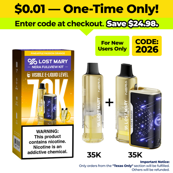 【⭐️Texas Only⭐️】LOST MARY NERA FULLVIEW 70K - 1 Kit+1 Pod