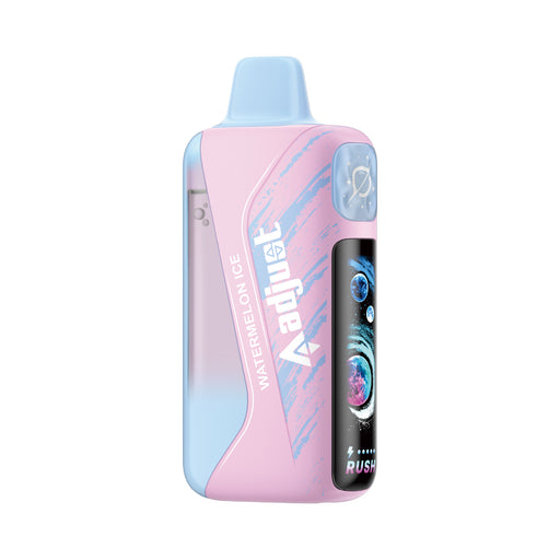 Adjust myrusher disposable vape in Watermelon Ice flavor, featuring pink and blue design.